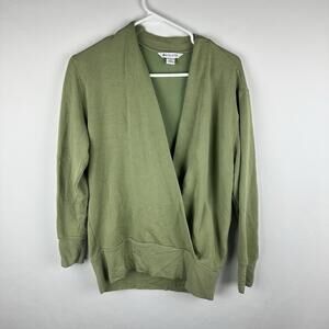 ATHLETA WOMEN'S SMALL EUCALIPTYS OLIVE PURANA V-NECK WRAP‎ SWEATSHIRT SWEATER